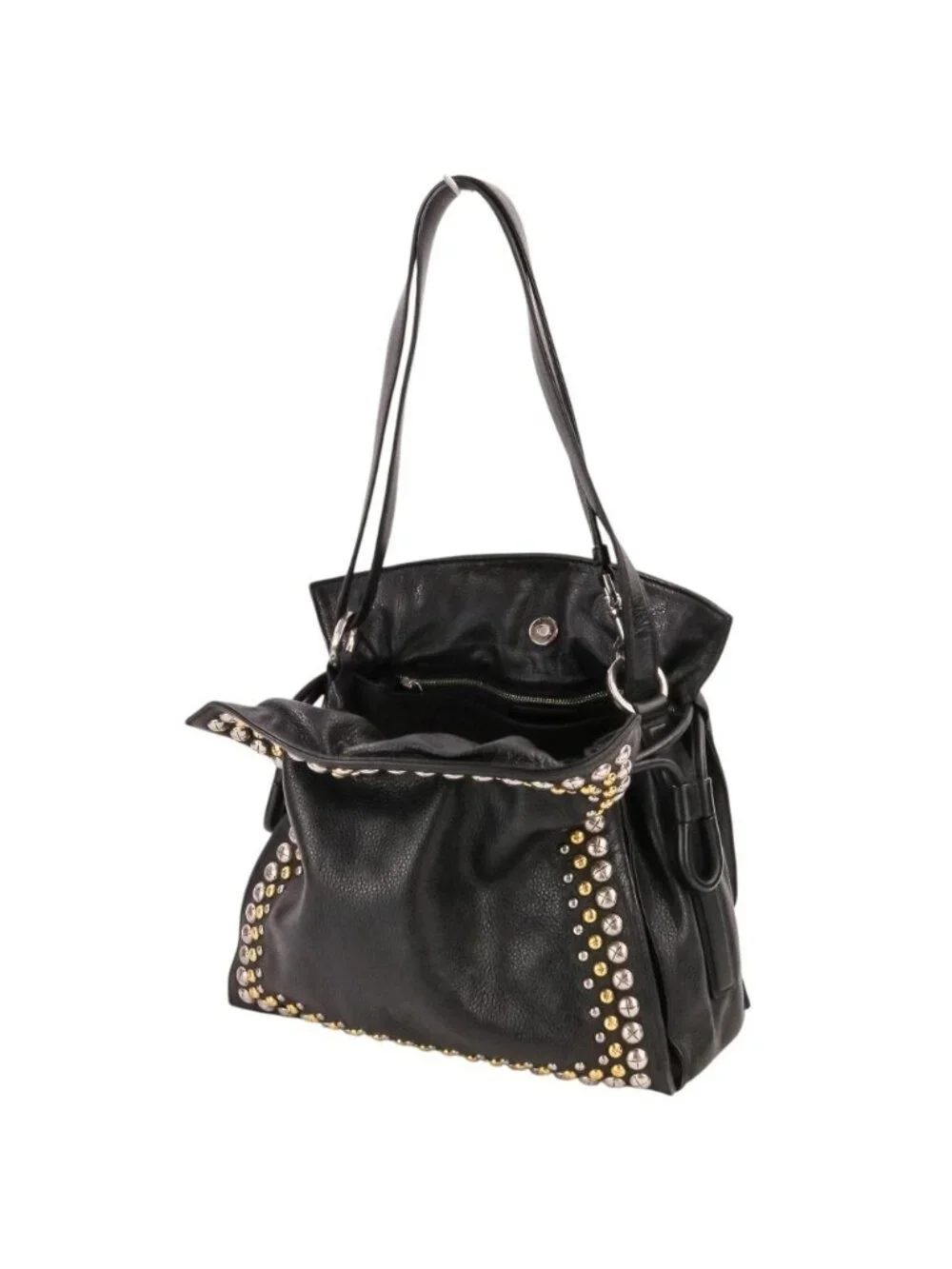 Loewe Flamenco Studs Leather Shoulder Bag Black